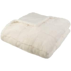 Cream 60 x 80 in. Faux Fur Throw Blanket