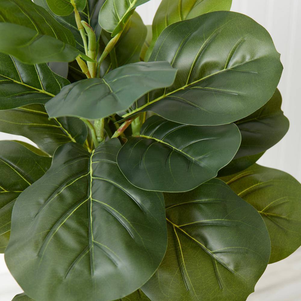 3 ft. Green Artificial Fiddle Leaf Fig Tree with White and Burlap Basket