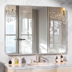 30 in. W x 40.2 in. H Rectangular Aluminum Frame Square Silver Wall Mirror