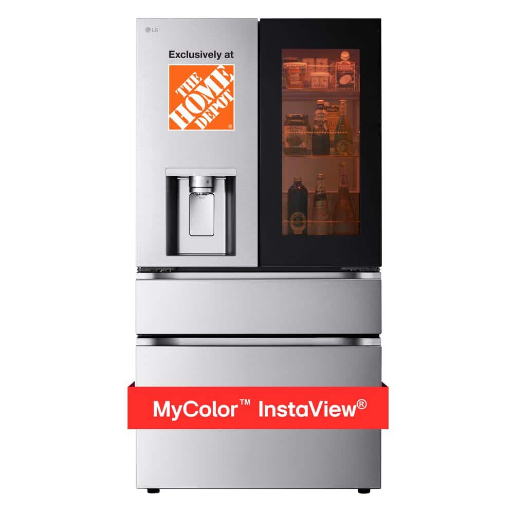 29 cu. ft. Smart InstaView Standard-Depth MAX 4-Door French Door Refrigerator in Stainless Steel with MyColor Craft Ice