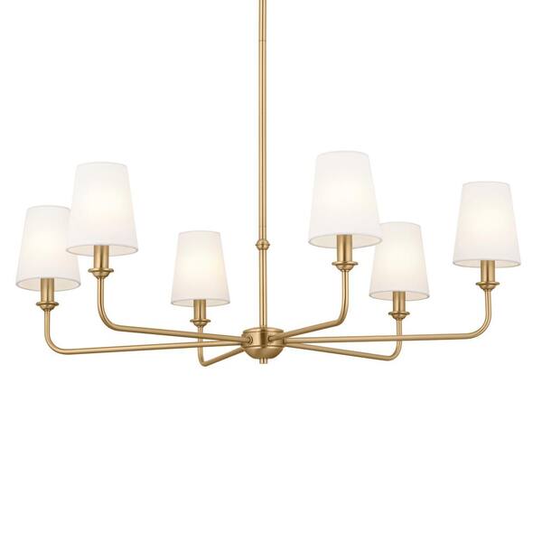 Kichler Nye 6-Light Brushed Natural Brass Transitional Dry Rated Chandelier