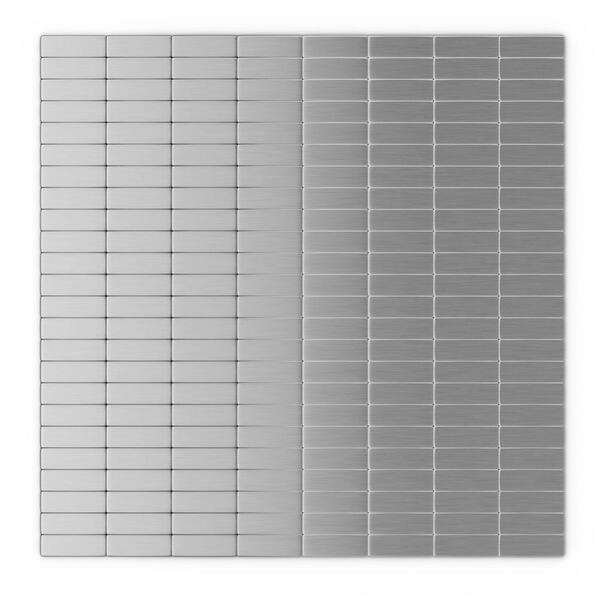 Inoxia SpeedTiles Urbain S2 Silver Stainless Steel 11.42 in. x 11.57 in. x 5 mm Metal Self-Adhesive Wall Mosaic Tile (22.08 sq.ft./ case)