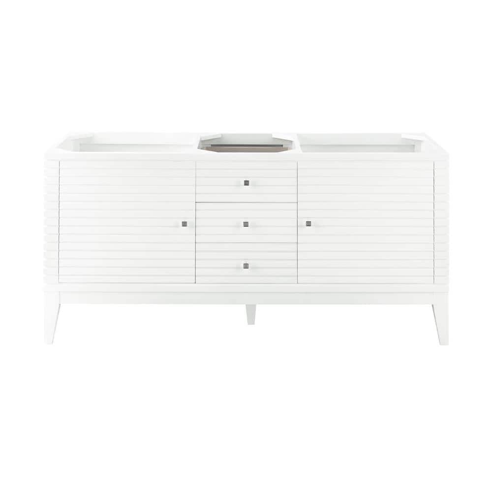 Glossy White Double Vanity Base with Soft-Close Hinges