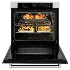 Professional 30 in. True Convection Electric Single Wall Oven with Air Fry in Stainless Steel with Matte White Door