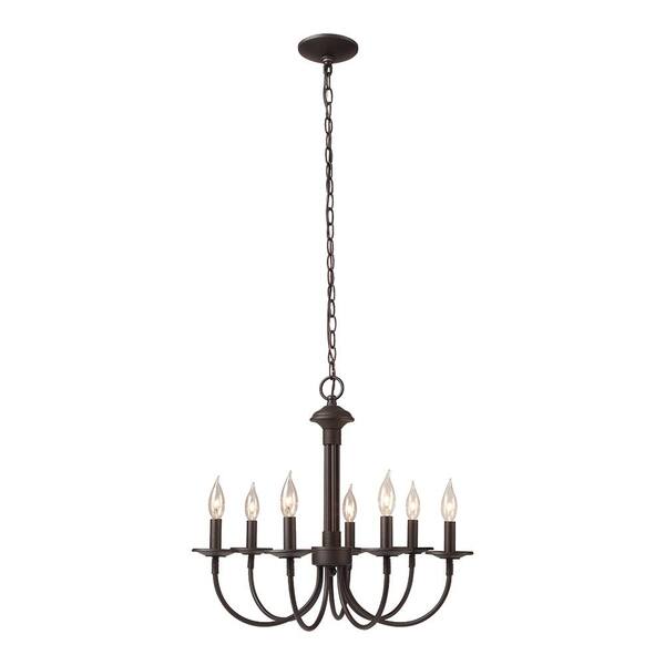 Monteaux Lighting Monteaux 7-Light Oil Rubbed Bronze  Farmhouse Candle Chandelier for Dining Room