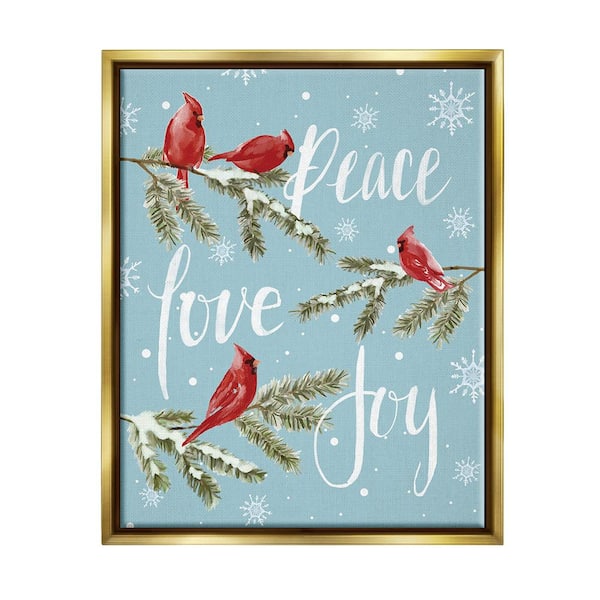 Stupell Industries Winter Cardinal Perched by Dogwood Portfolio 1 Piece Floater Frame Graphic Print Animal Poster Art Print 31 in. x 25 in.