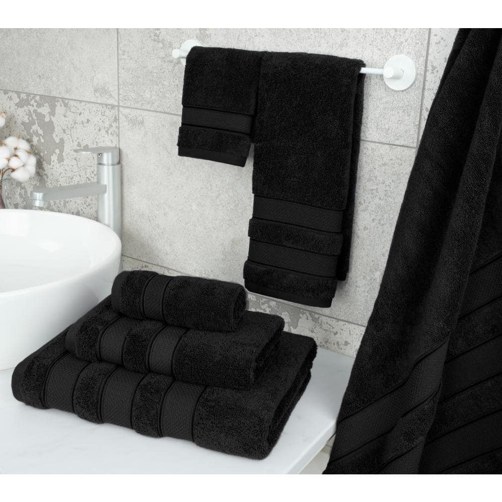 Luxury Black Turkish Cotton 6-Piece Towel Set