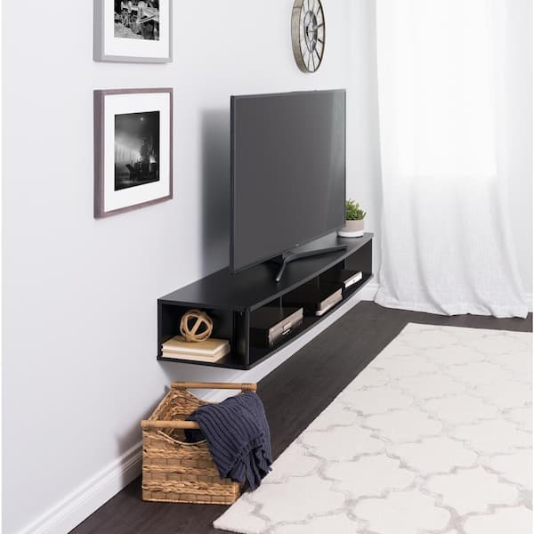 Black Composite Floating Tv Stand, 75 Inch Tv Dresser