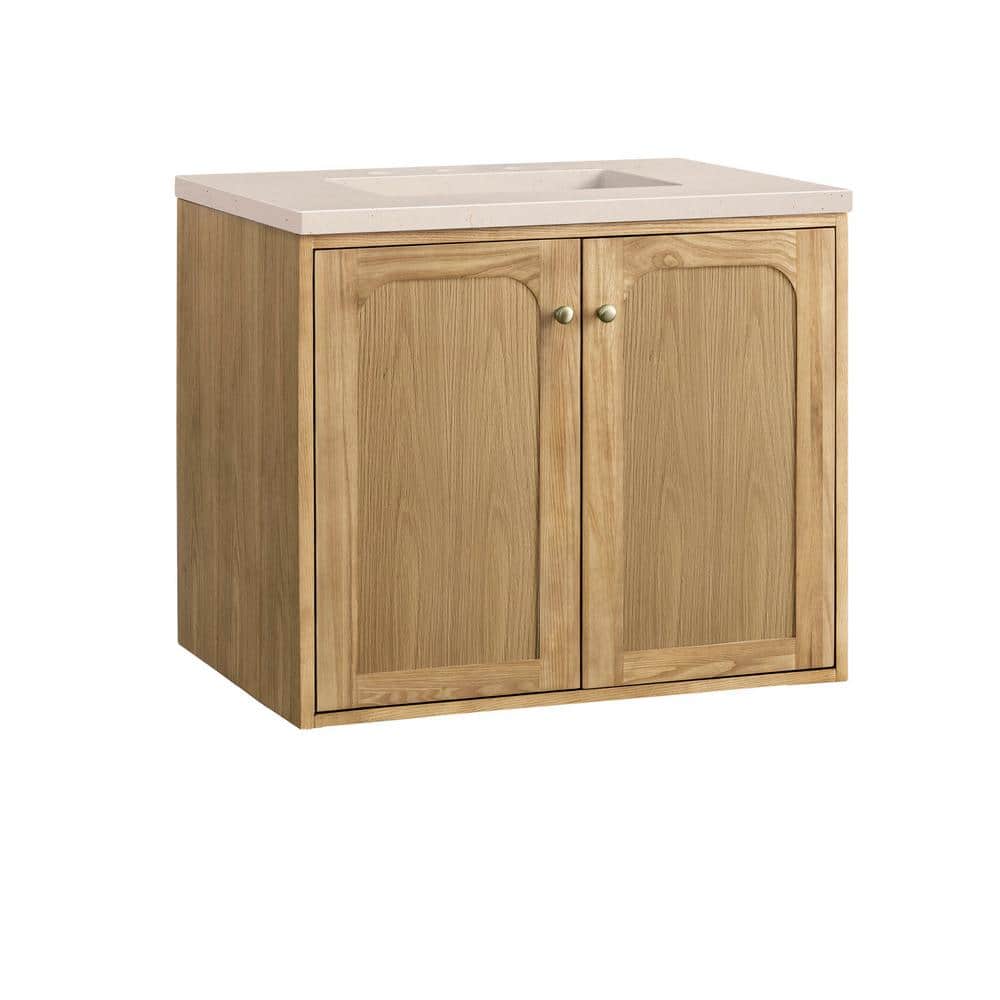 Laurent 30" Light Natural Oak Wall-Mount Single Vanity with Eternal Marfil Top
