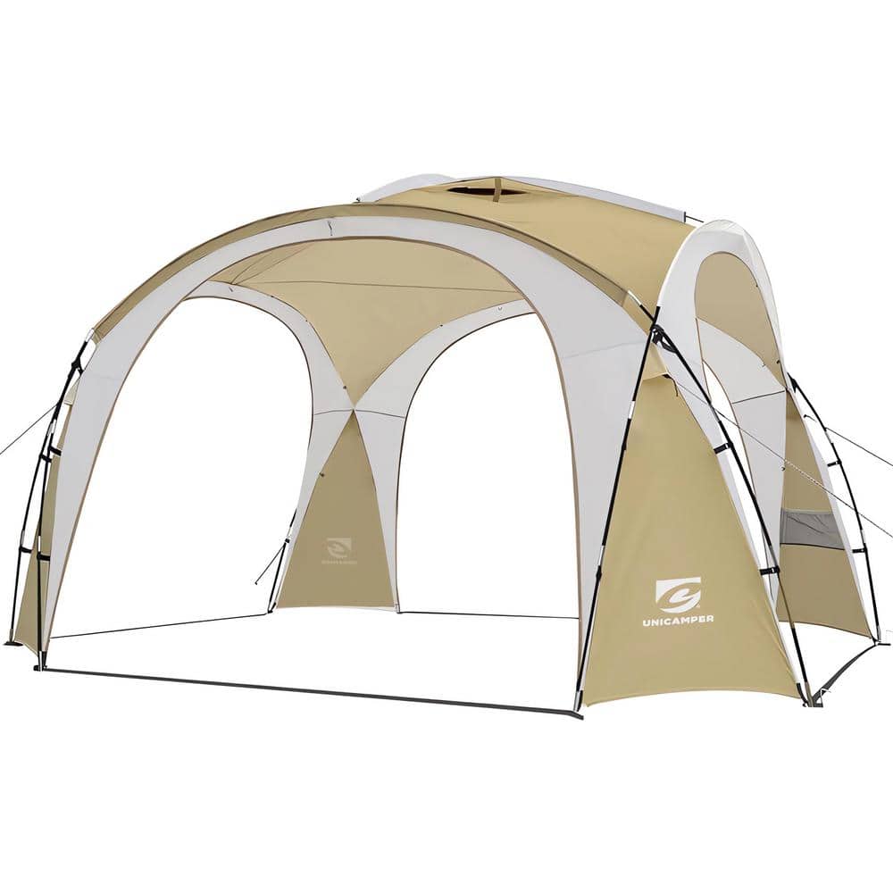 Beach Tent Khaki 12 ft. x 12 ft. UPF50+ Pop Up Canopy for Camping Trips, Ba