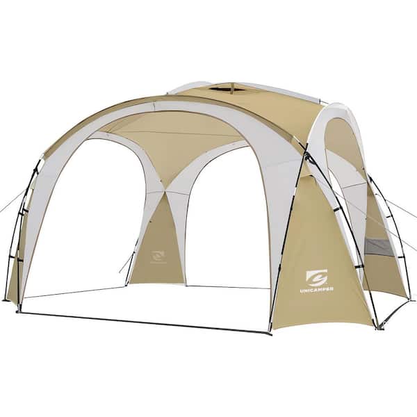 Unbranded Beach Tent Khaki 12 ft. x 12 ft. UPF50+ Pop Up Canopy for Camping Trips, Backyard Fun, Fishing, Parties, Or Picnics