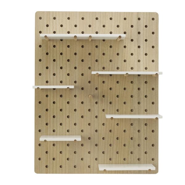 Melannco 24 in. W x 18 in. D x 5.4 in. H White MDF Pegboard and Decorative Wall Shelf