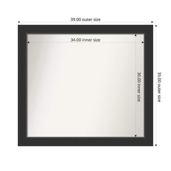 Amanti Art Corvino Black 39 in. x 35 in. Custom Non-Beveled Wood Framed Bathroom Vanity Wall Mirror