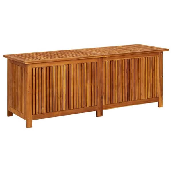 Modern 59.1 in. W x 19.7 in. D x 22.8 in. H Brown Acacia Wood Outdoor Storage Cabinet Chest