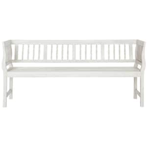 Brentwood 68.1 in. 3-Person White Acacia Wood Outdoor Bench