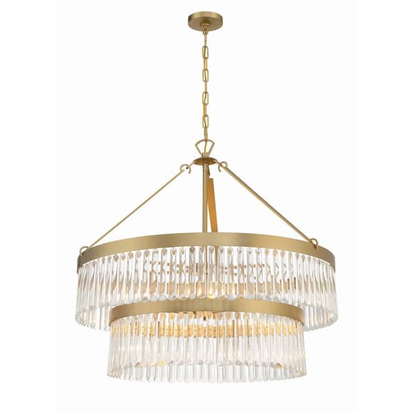 Crystorama Emory 9-Light Modern Gold Chandelier with No Bulb Included