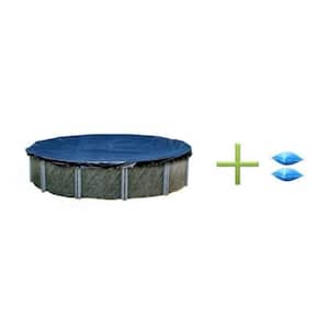 28 ft. W x 28 ft. L Round Above Ground New Winter Swimming Pool Cover and Two 4x8 Air Pillows