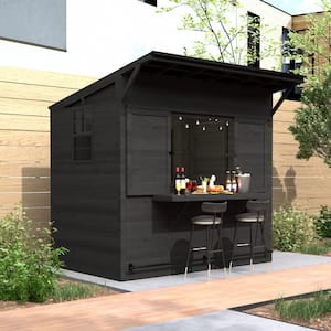 Wood 8' x 5' Outdoor Bar Gazebo Shed