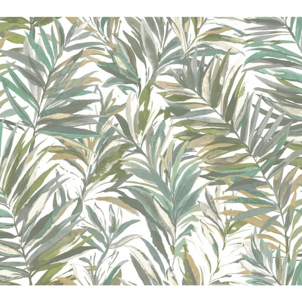 Green Swaying Palms Olive and Aegean Non-Pasted Non-Woven Matte Wallpaper