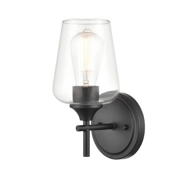 1-Light 5 in. Matte Black Wall Sconce