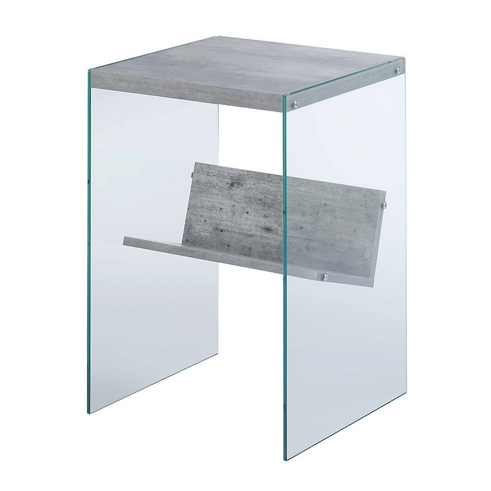 Modern Faux Birch and Glass End Table with Shelf