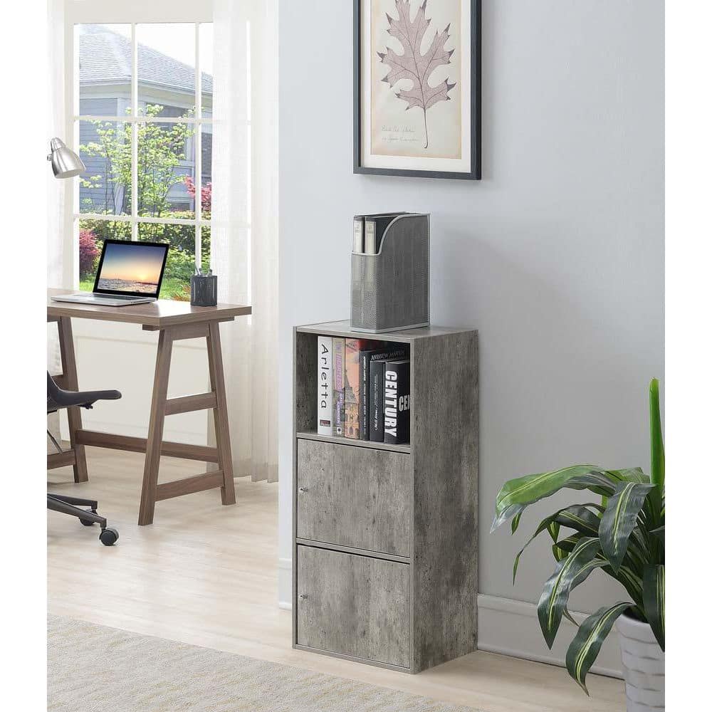 Freestanding Faux Birch Office Storage Cabinet with Chrome Knobs