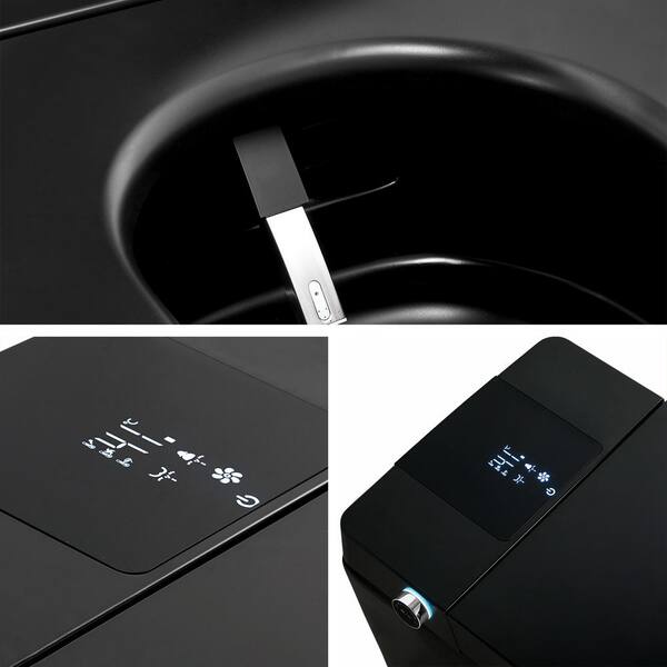 ANGELES HOME Matte Black Smart Toilet Bidet with Auto Open/Flushing & LED Display