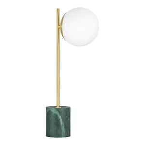 Valdosta 20 in. Green Base with Gold rod LED Table Lamp with Opal Glass Shade