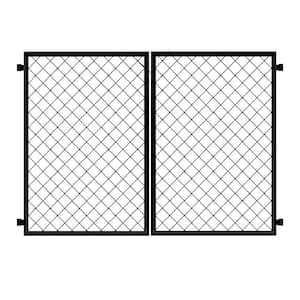 37.3 in. H x 50.2 in. W Black Metal Diamond Mesh Garden Fence Gate