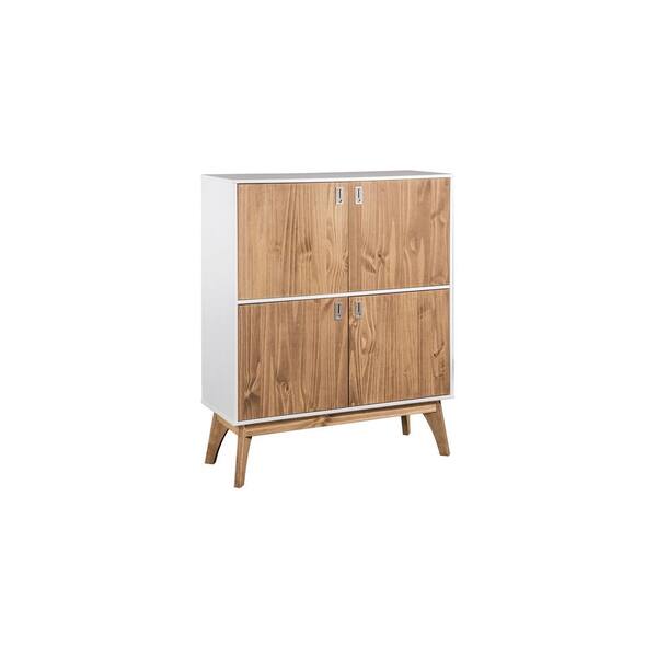 Manhattan Comfort Jackie 49.4 in. High White and Natural Wood Dresser