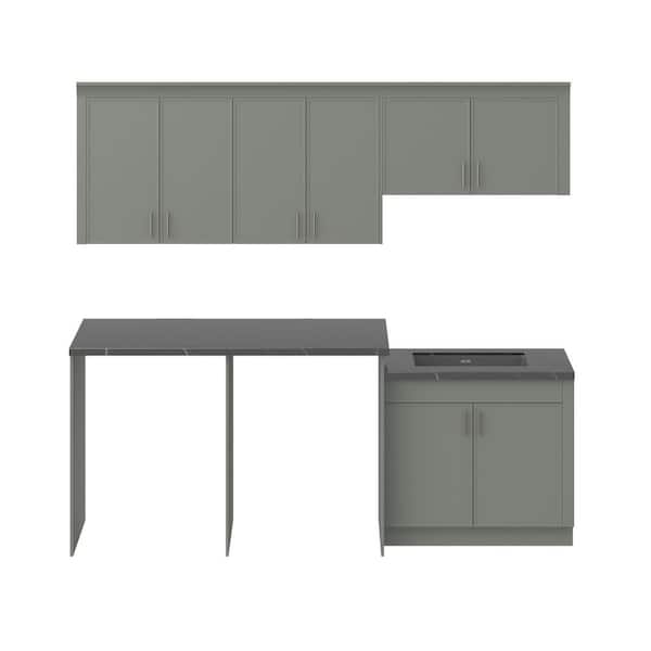 Fairview 101 in. W x 89.5 in. H x 24 in. D Moss Green Laundry Base Cabinet Bundle