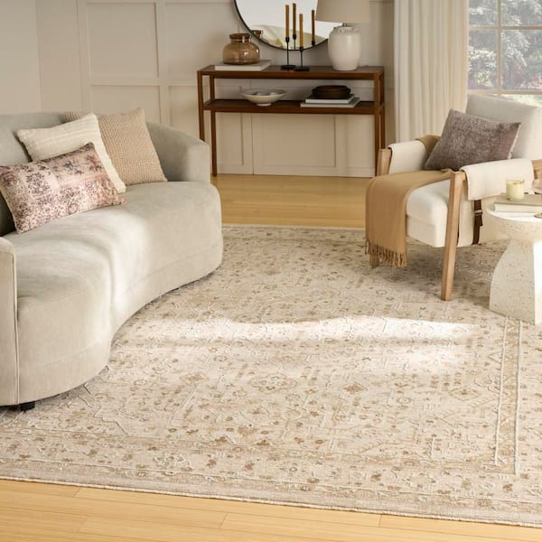 Harbor Beige 9 ft. x 12 ft. Floral Traditional Area Rug