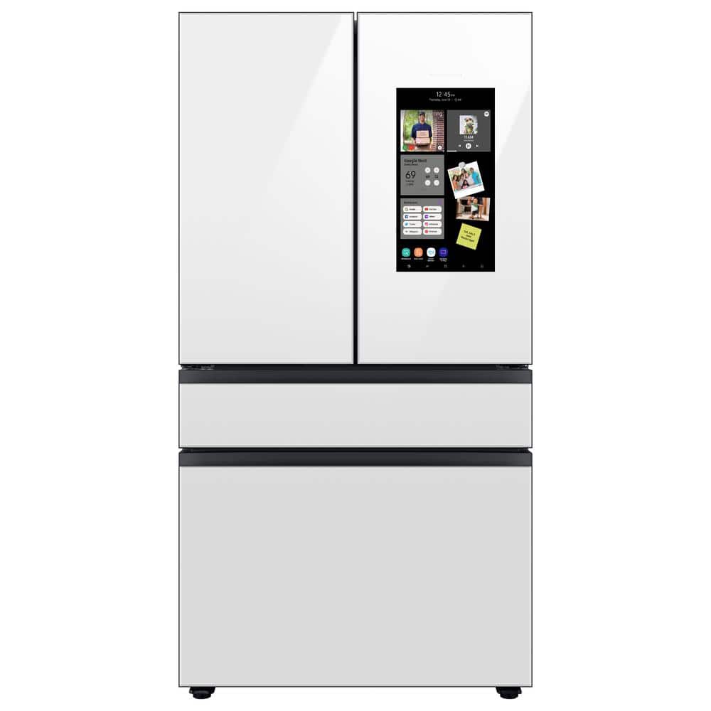Samsung Bespoke Counter Depth 4-Door French Door Refrigerator with Family Hub in White Glass