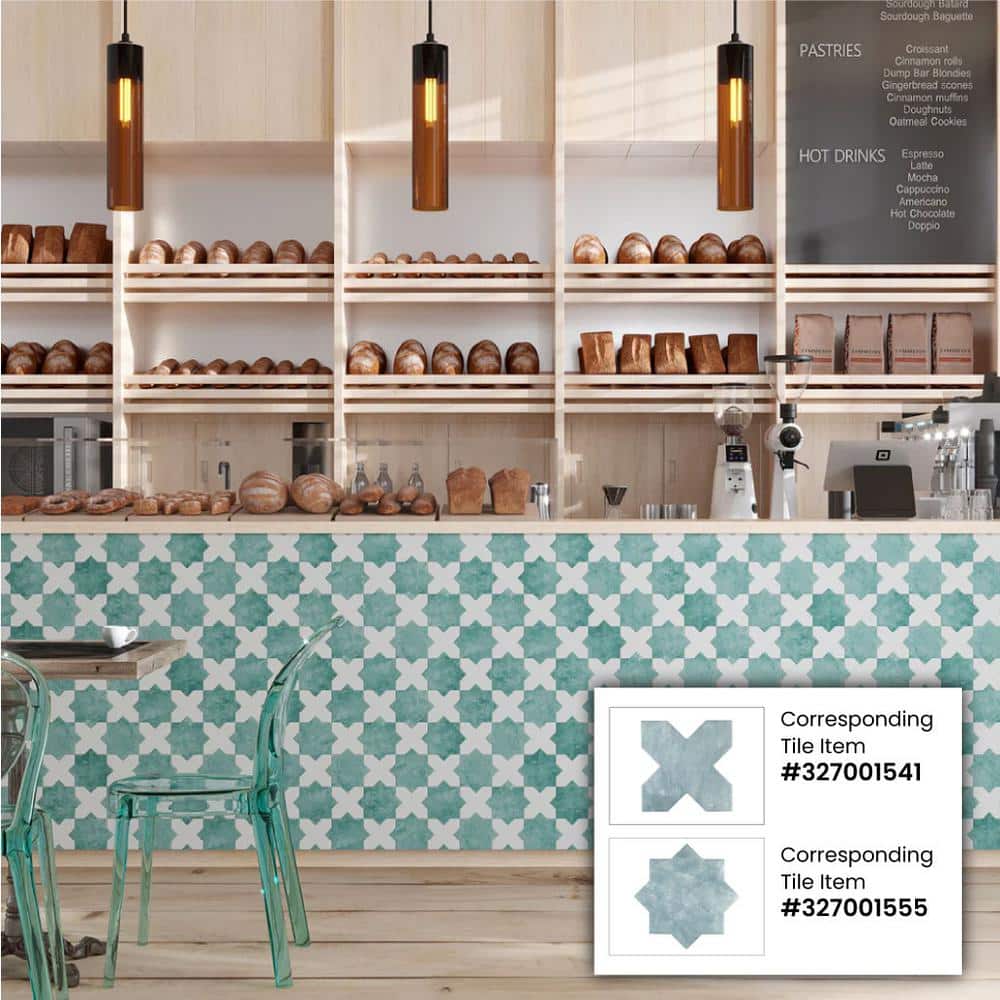 Pistachio Green Star-Shaped Matte Ceramic Tile