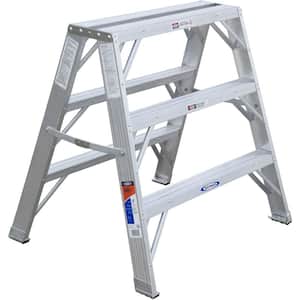 3 ft. Aluminum Extra-Wide Work Stand Step Ladder with 300 lb. Load Capacity Type IA Duty Rating