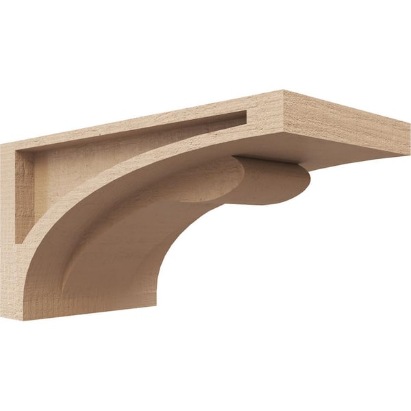 Ekena Millwork 4 in. x 4 in. x 8 in. Series 3 Wide Viola Rough Cedar Woodgrain Timberthane Polyurethane Corbel, Primed Tan