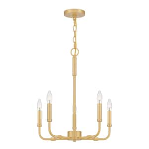 Abner 5- Light Aged Brass Chandelier