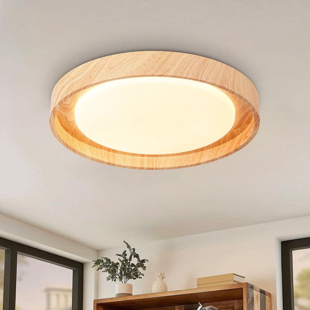 RRTYO Hayden 19.7 in. W 1-Light Dome Farmhouse Brushed Brown Wood