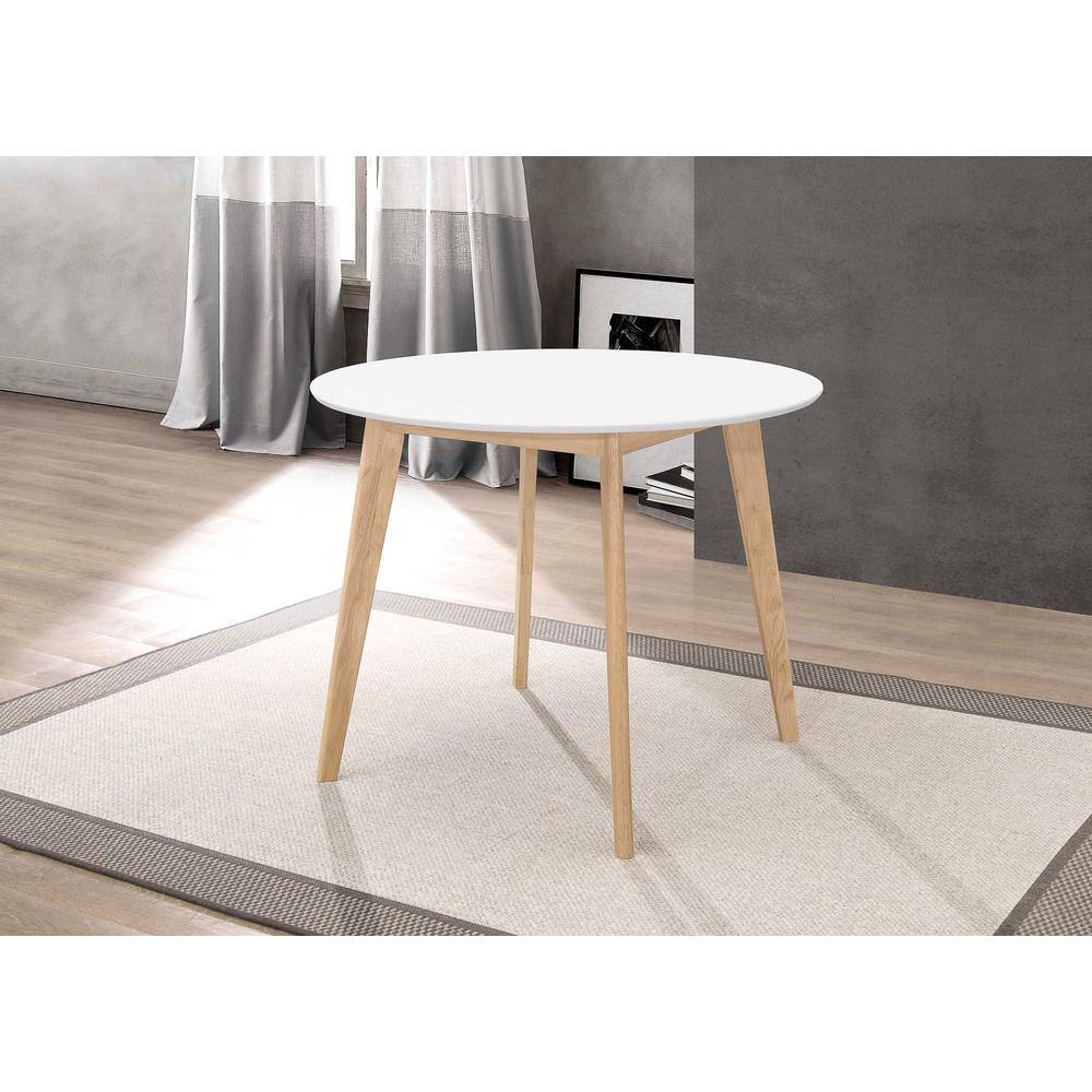 Breckenridge 40" White and Natural Wood Round Dining Table