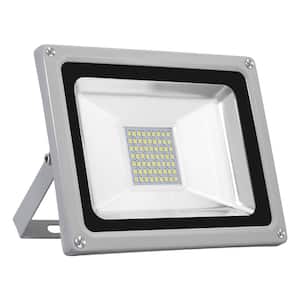 30-Watt 120-Degree Gray 4th Generation Outdoor Integrated LED Thin Flood Light with Shade