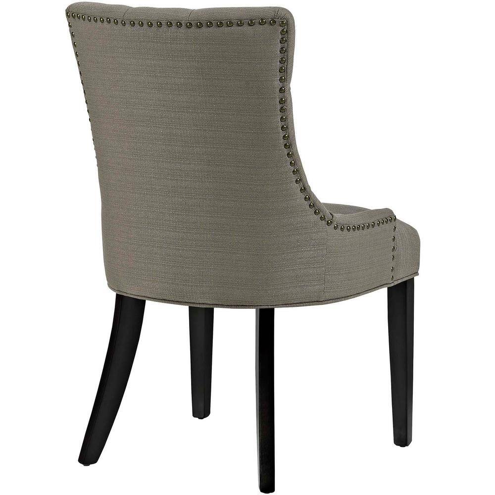 Elegant Granite Tufted Side Chair with Nailhead Trim and Wood Legs