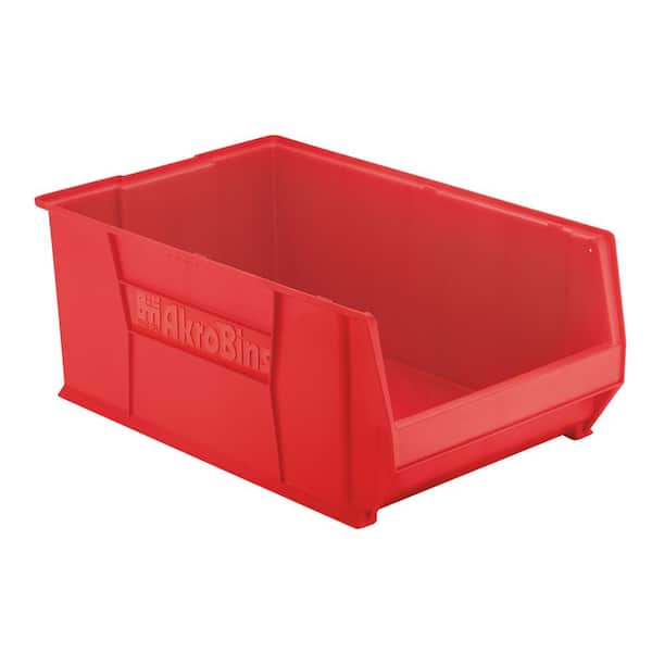 Akro-Mils Super-Size AkroBin 18.3 in. 300 lbs. Storage Tote Bin in Red with 22 Gal. Storage Capacity (1-Pack)