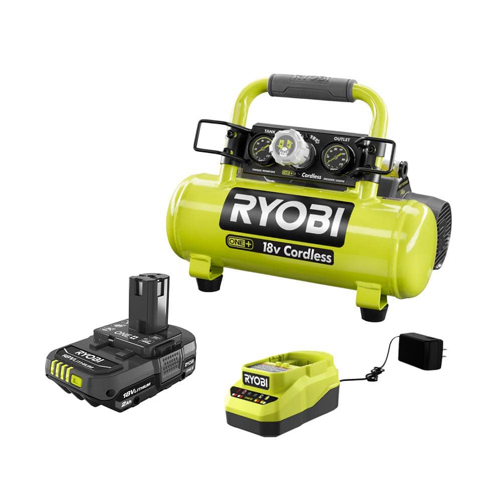 udvide Hjemland Studiet RYOBI ONE+ 18V Cordless 1 Gal. Portable Air Compressor and 2.0 Ah Compact  Battery and Charger Starter Kit P739-PSK005 - The Home Depot