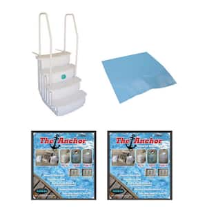 Entry Ladder for Above Ground Pool with Mat Pad Plus 2 Sand Weights