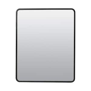 24 in. W x 30 in. H Rounded Corner Rectangular Matte Black Medicine Cabinet with Mirror