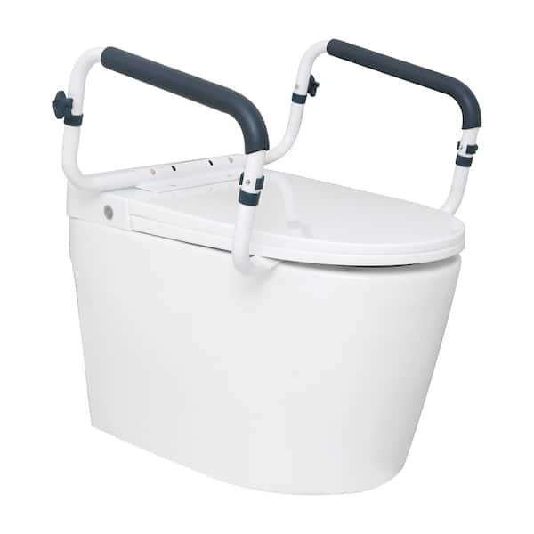SKYSHALO 300LBS Capacity Toilet Seat Frame Adjustable Width Fit Most Toilets Easy InstallationToilet Handles Grab Bars