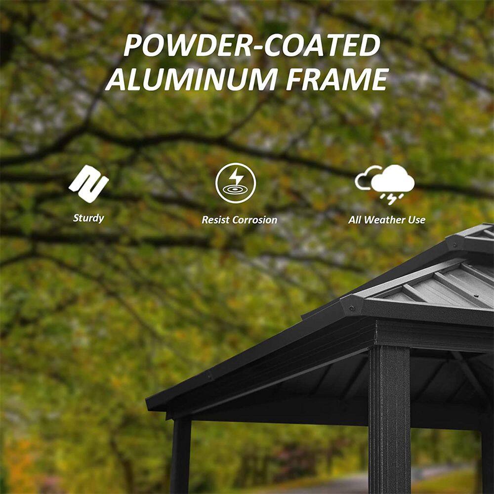Black Aluminum 8' x 6' Grill Gazebo with Double Roof