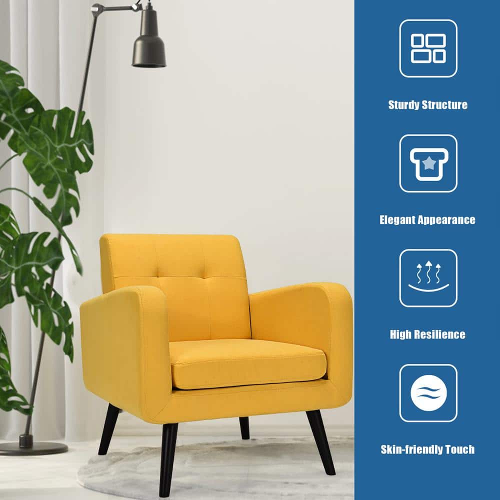 Yellow Barrel Accent Chair with Rubber Wood Legs