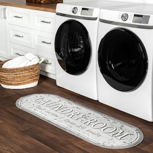 Graphic Machine Washable Laundry Mat Light Gray Doormat 20 in. x 59 in. Laundry Mat