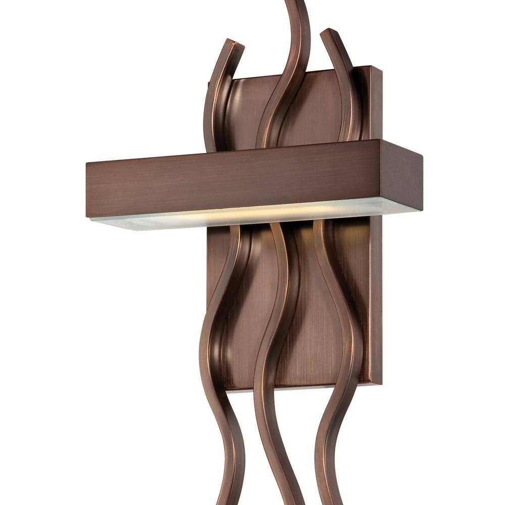 Wave Rectangular Direct Wired Bronze LED Sconce, 17 in